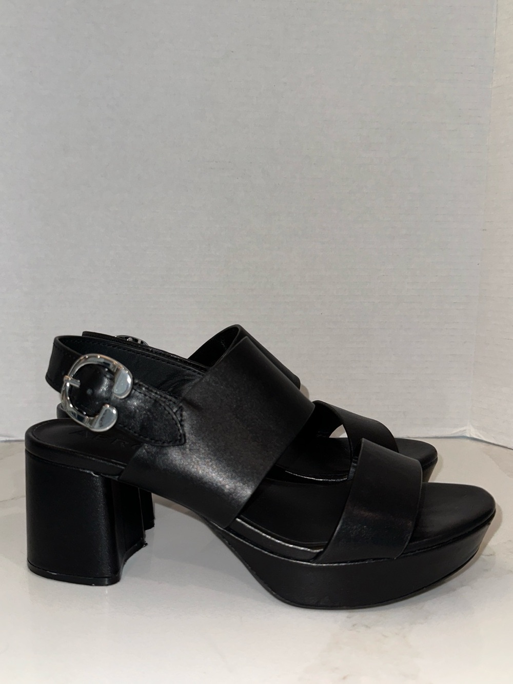AREOSOLES Camera Leather Platform Sandal in Black - Picture 8 of 16